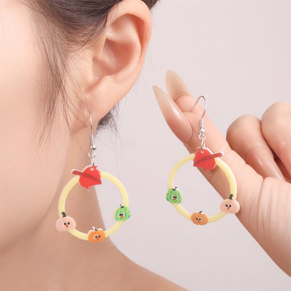 Semi-Managed Eco-Friendly Acrylic Earrings, Personalized Thanksgiving Turkey Earrings 1 Pair Of Earrings