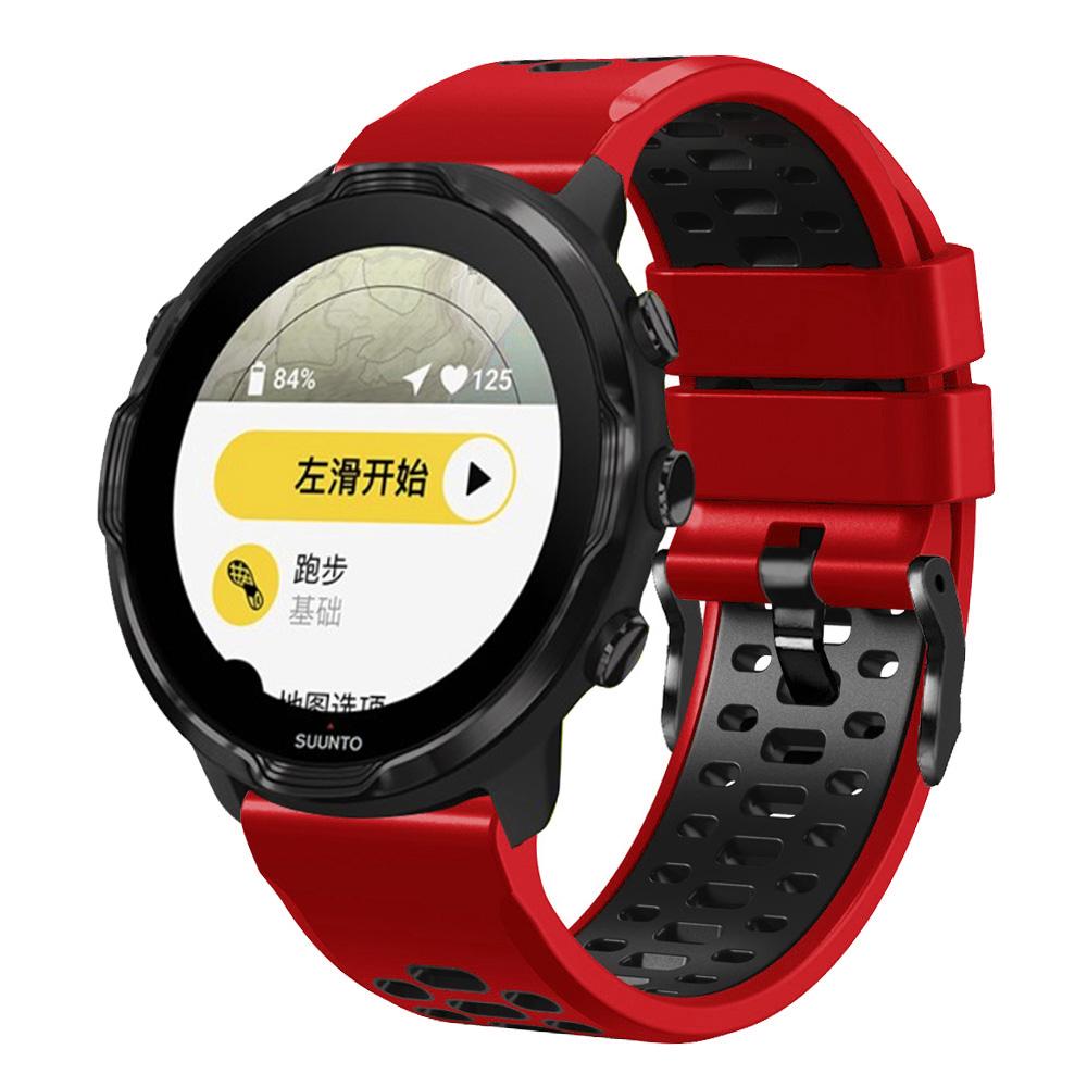 For Suunto 7/9/9 Baro Dual-color Silicone Watch Band 24mm Multi-hole Design Quick Release Wristband Strap
