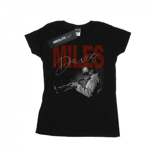 Miles Davis Womens/Ladies Distressed Photo Cotton T-Shirt