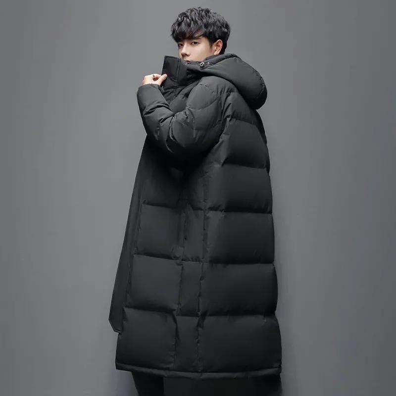Herren Winter Knie-lang Lang Weiß Enten Daunenjacke Mit Kapuze Jugend Outdoor-Aktivitäten Warmer Mantel