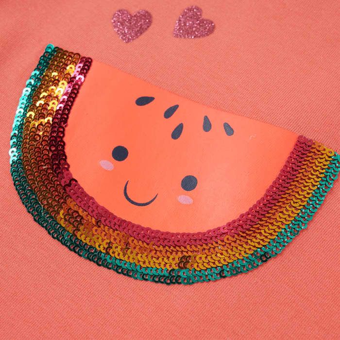 T-shirt enfants et manches à volants corail 92/104/116/128/140