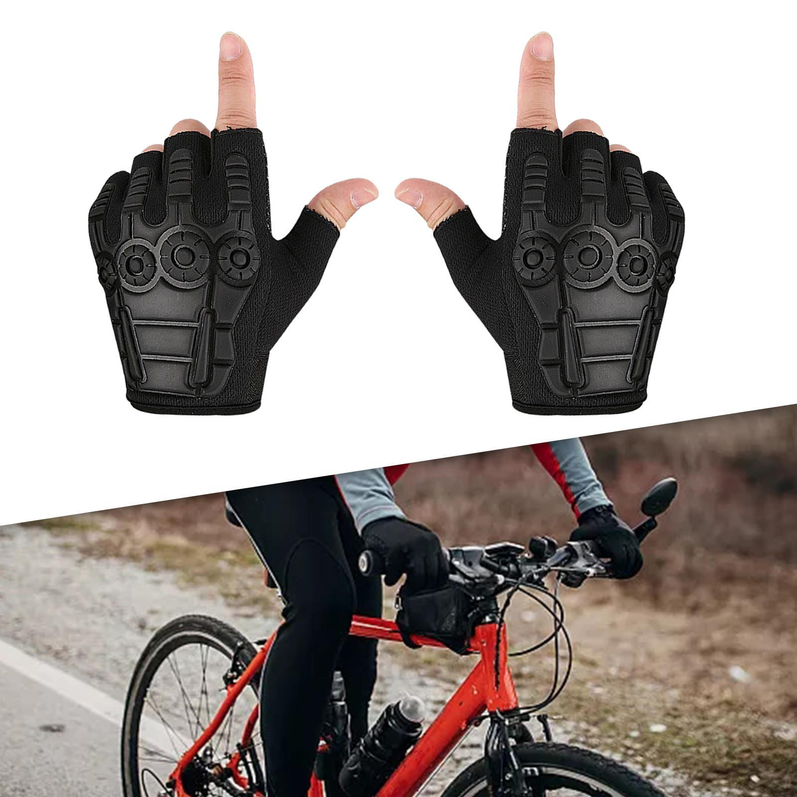 Перчатки без пальцев, Перчатки с полупальцами Нескользящие Велосипедные Износостойкие Для фитнес-тренировок чёрный