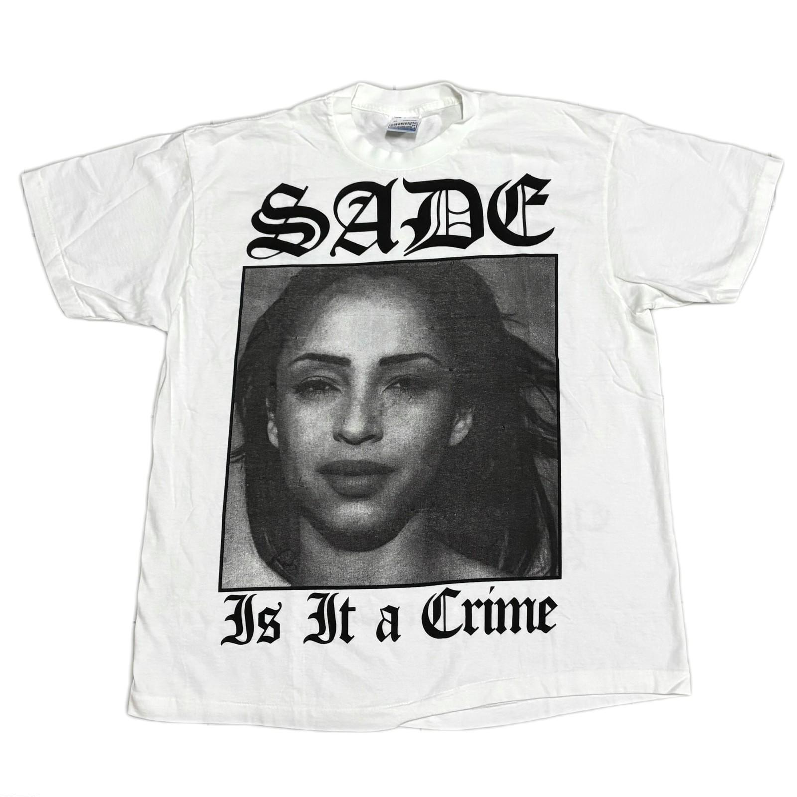 Vintage 90s Sade It is a Crime Gun White Bullets XL Band Tour REPRINT Unisex T-Shirt S