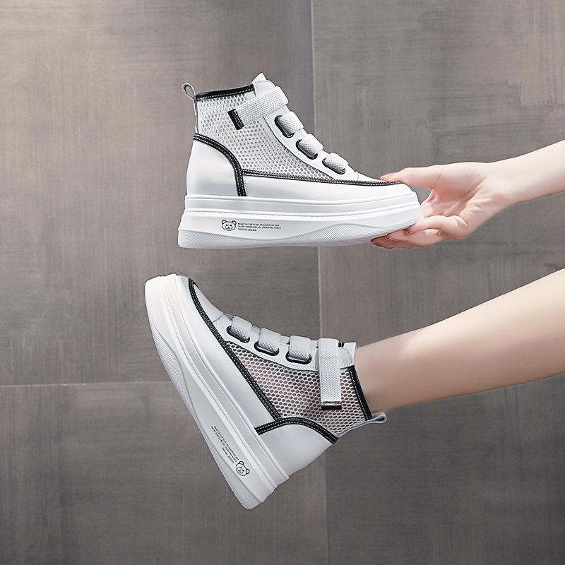 

High-top little white shoes women s new women s shoes versatile breathable mesh shoes platform sponge cake casual sports shoes 34 белый