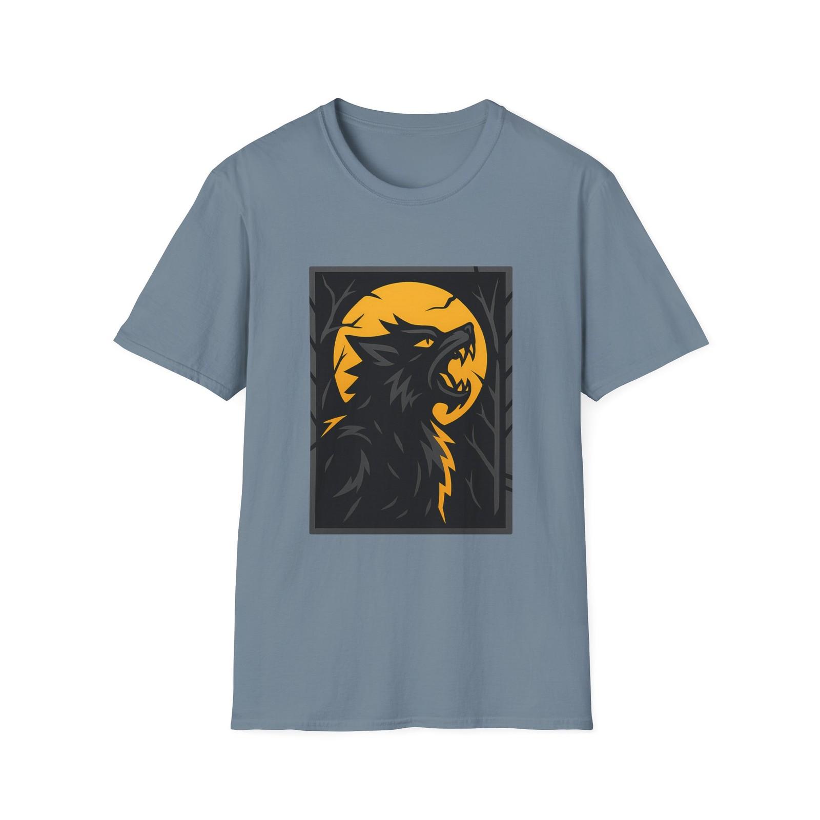 Unisex Softstyle T-Shirt Mens Womens Tees Top – Fierce Werewolf Graphic Tee, Nighttime Monster M