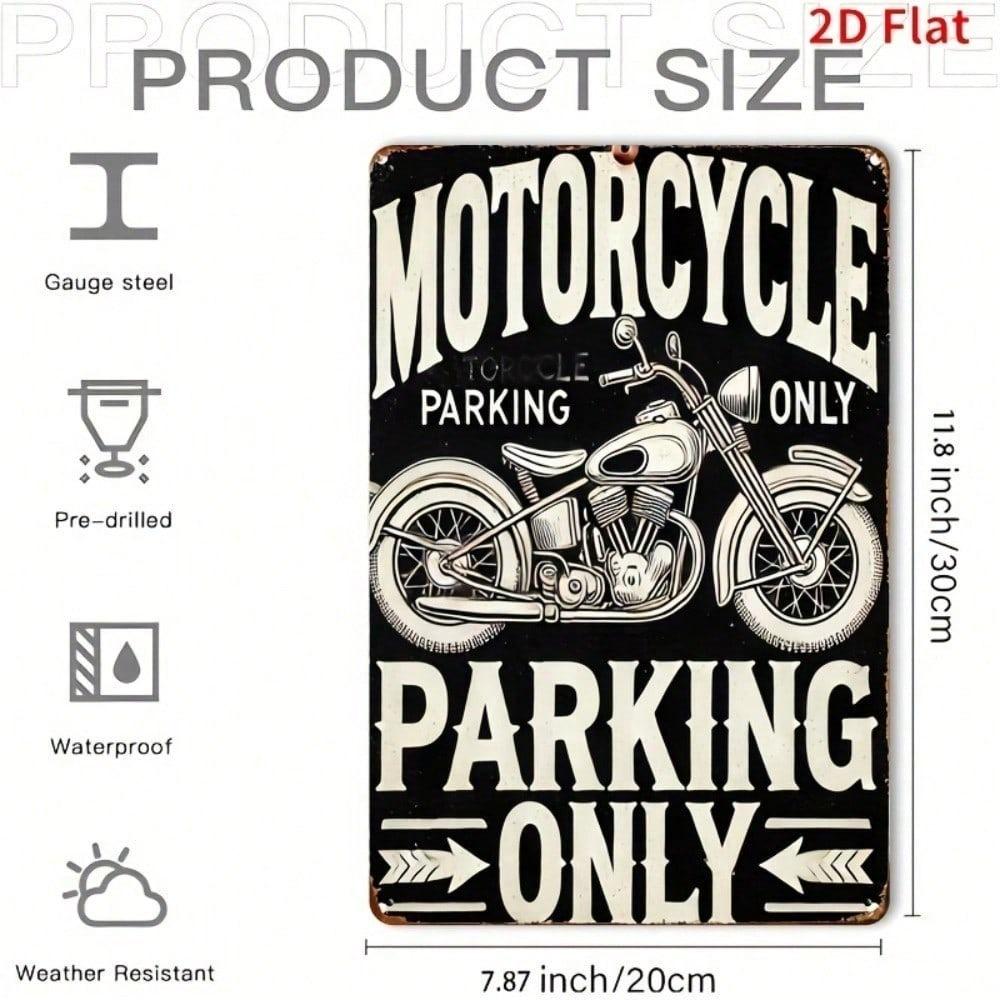 Vintage Motorcycle Parking Metal Sign 8x12 Inch Waterproof Rustproof Flat Iron Wall Decor For Home Bar Cafe Classic Style