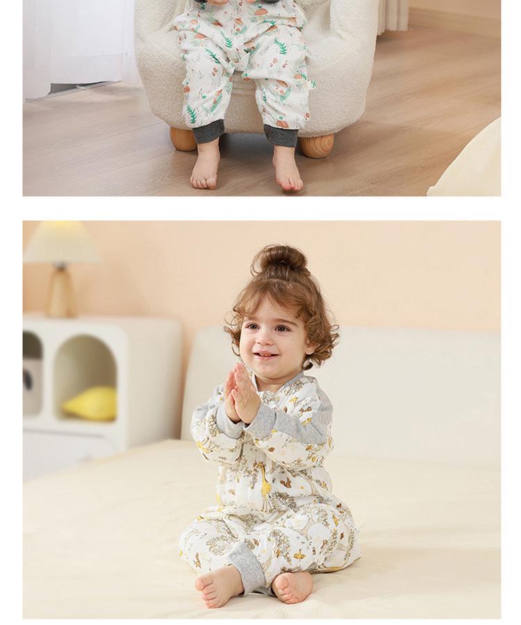 2024 Bamboo Cotton Baby Sleeping Bag - Four-Layer, Footed, for Spring/Autumn, Anti-Kick Blanket for Kindergarten and Air-Conditioned Rooms