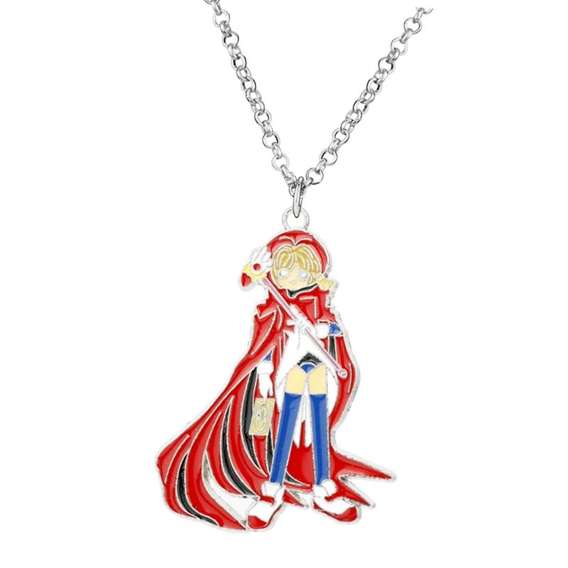 Cartoon Anime Card Captor Sakura Choker Halsketten Cardcaptor Sakura Clow Anhänger KINOMOTO Versiegelungsstab Statement Halskette