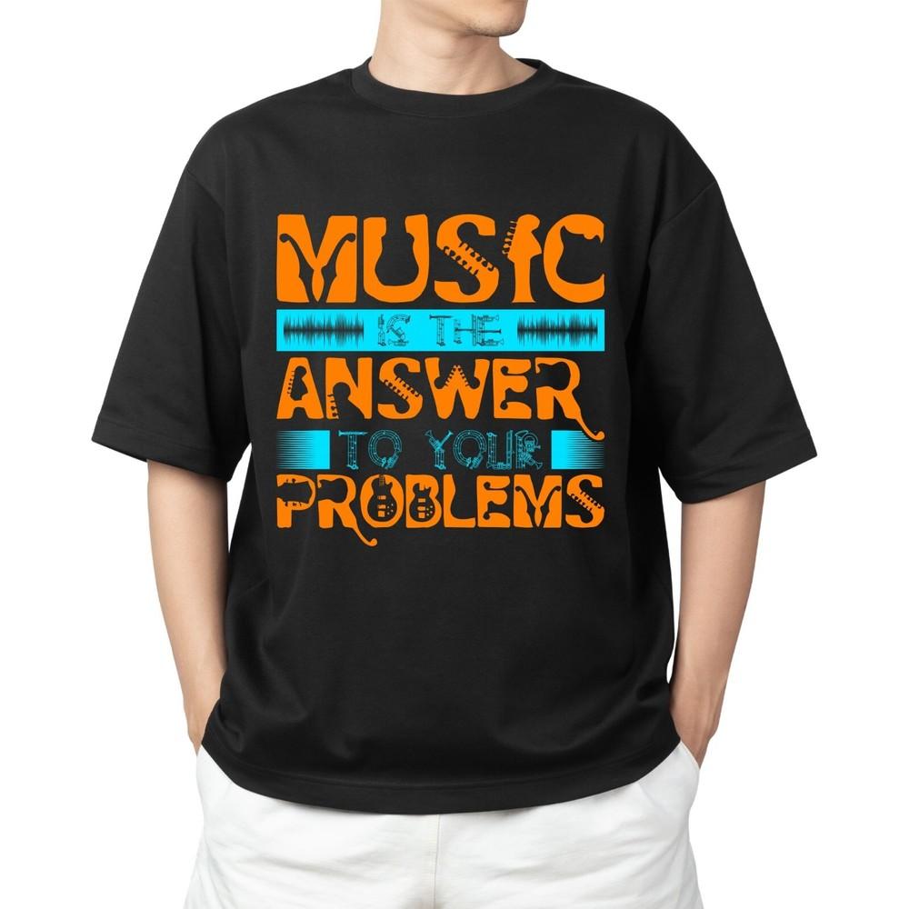 Funny MUSIC Is The ANSWER T-shirt Men's Women's Tops Tees – DJ Club Dancing Tee | Gift for Her