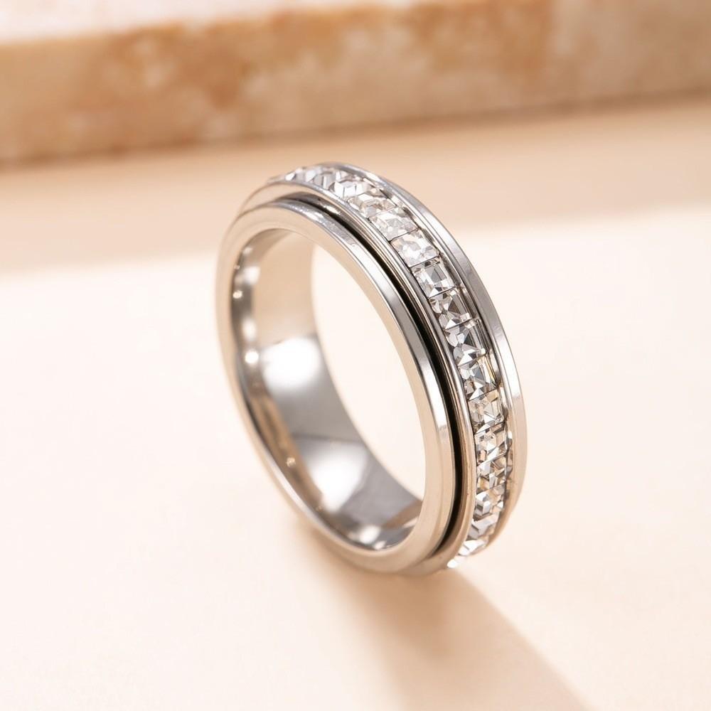 Eleganter Vollbohr-Ring Minimalistischer Fingerring Mode Drehbarer Ring Party