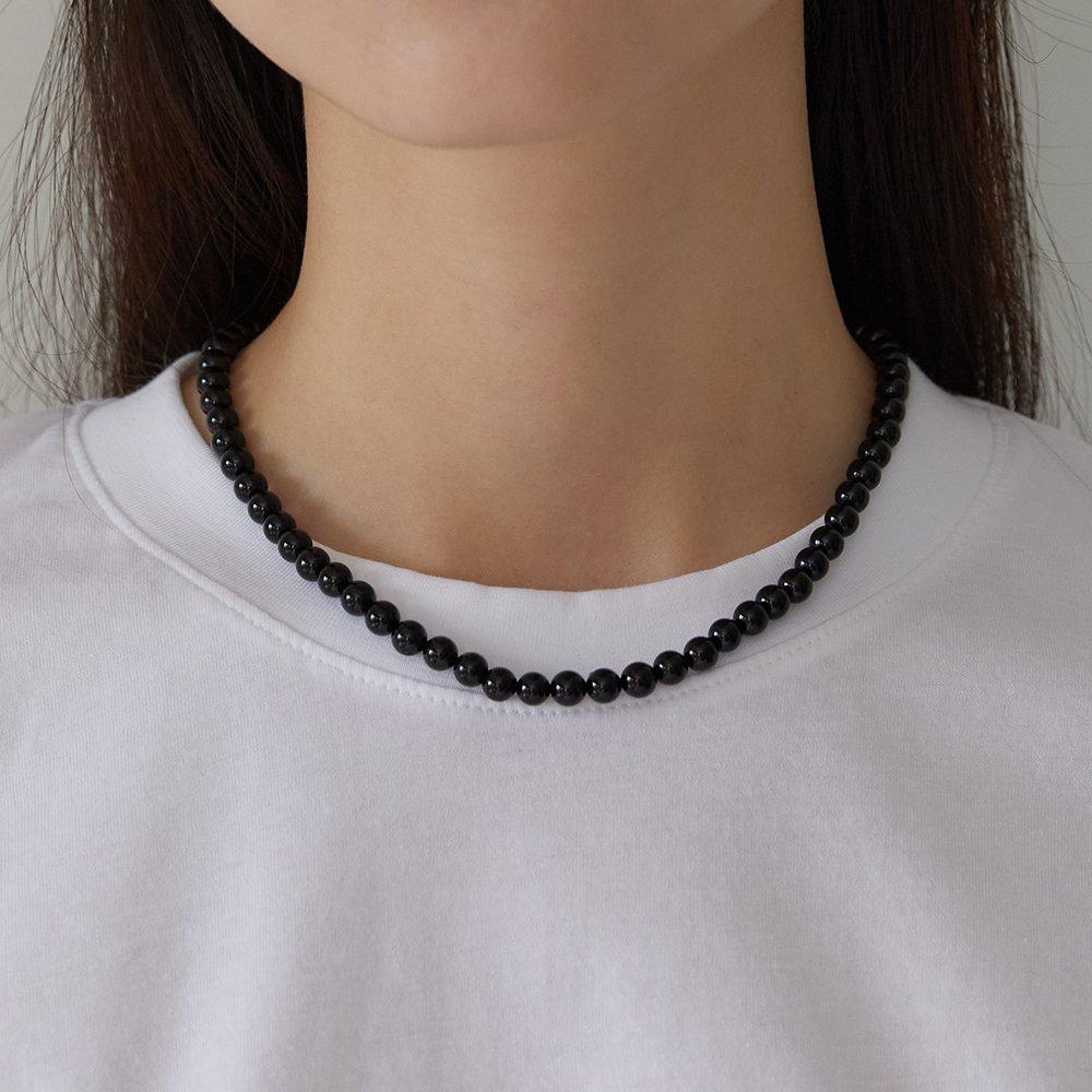 (925 Silver) Star Toggle 6mm Onyx Necklace Nz2104