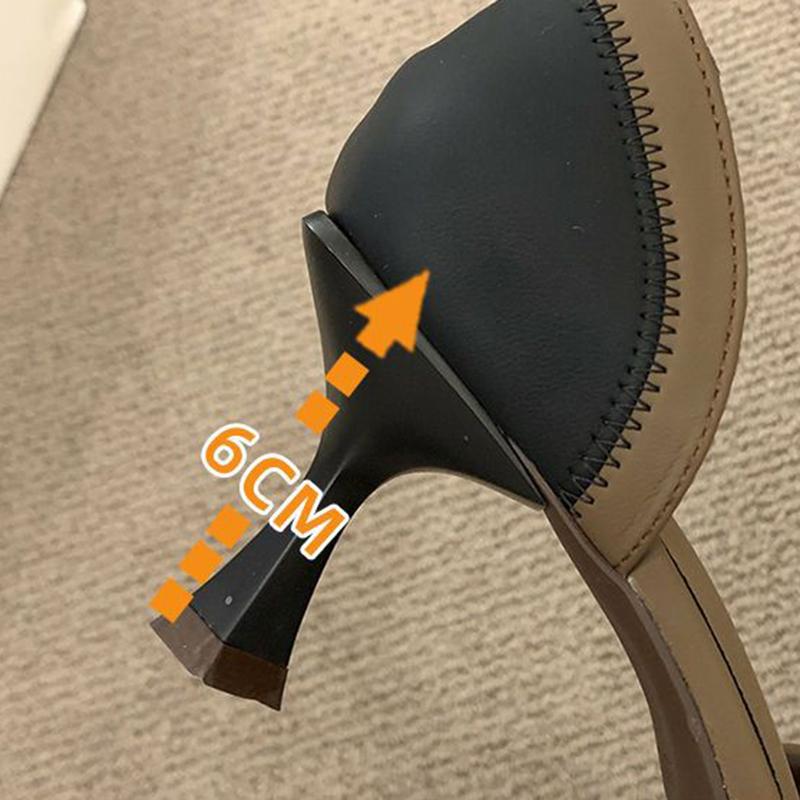 Spring and Summer Fine with High-heeled Shoes Female French Retro Bow Pointed Shallow Mouth Sandals