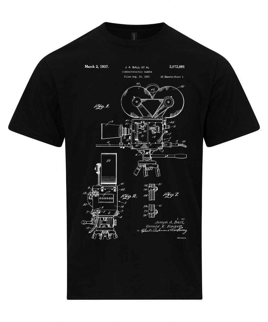 Film Camera Cinematography Movie Patent Blueprint T-Shirt