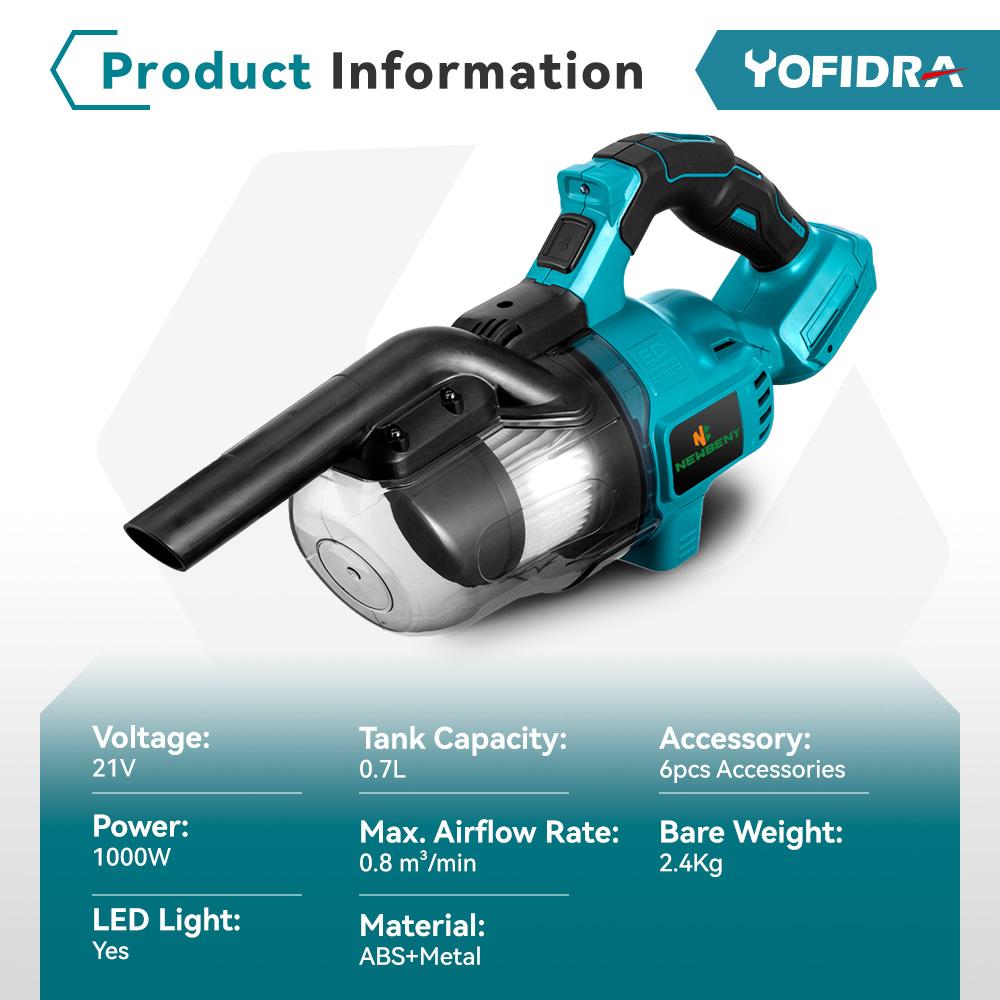 1000W kabelloser elektrischer Handstaubsauger, leistungsstarke wiederaufladbare Haushalts-Innenreinigungswerkzeuge für Makita 18V-Batterie
