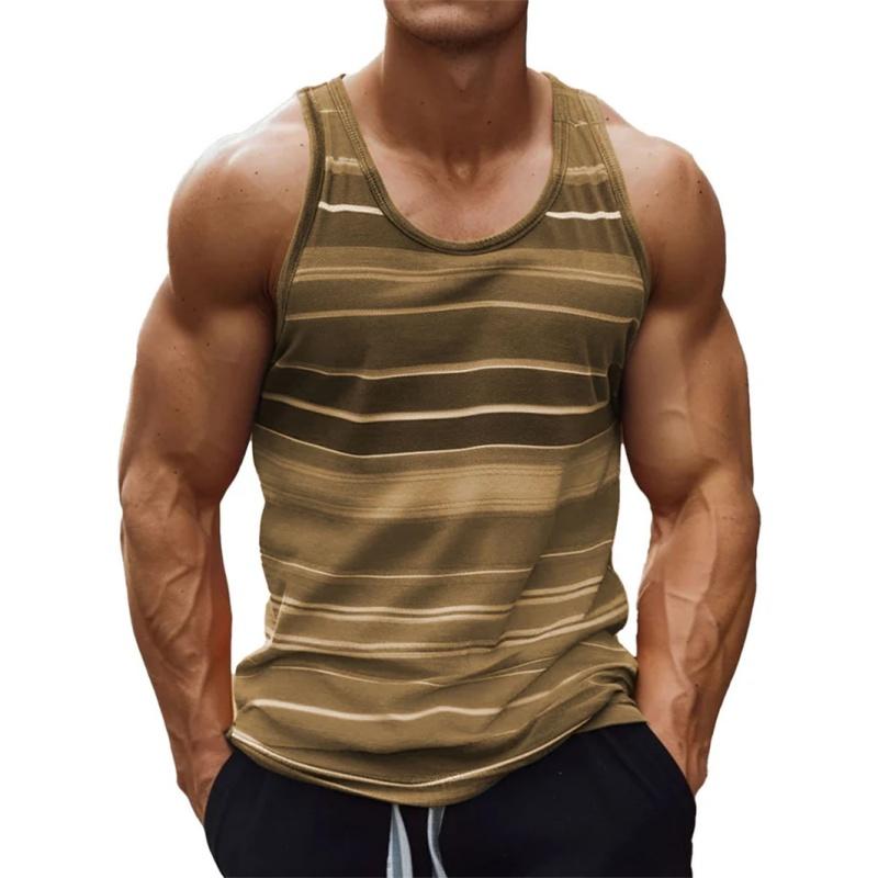 Bunte Streifen Tanktops Für Mann Farbverlauf Muster T-Shirts Sommer Lässig Mode Weste Übergroß Sport Street Tank Top