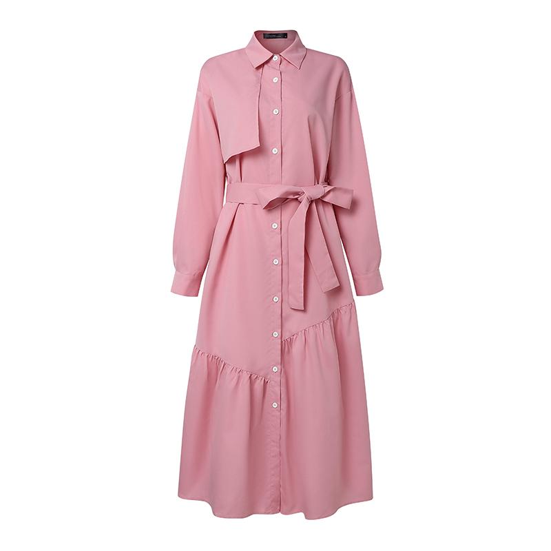 ZANZEA Women Turn Down Collar Casual Long Sleeve Loose Shirt Dress