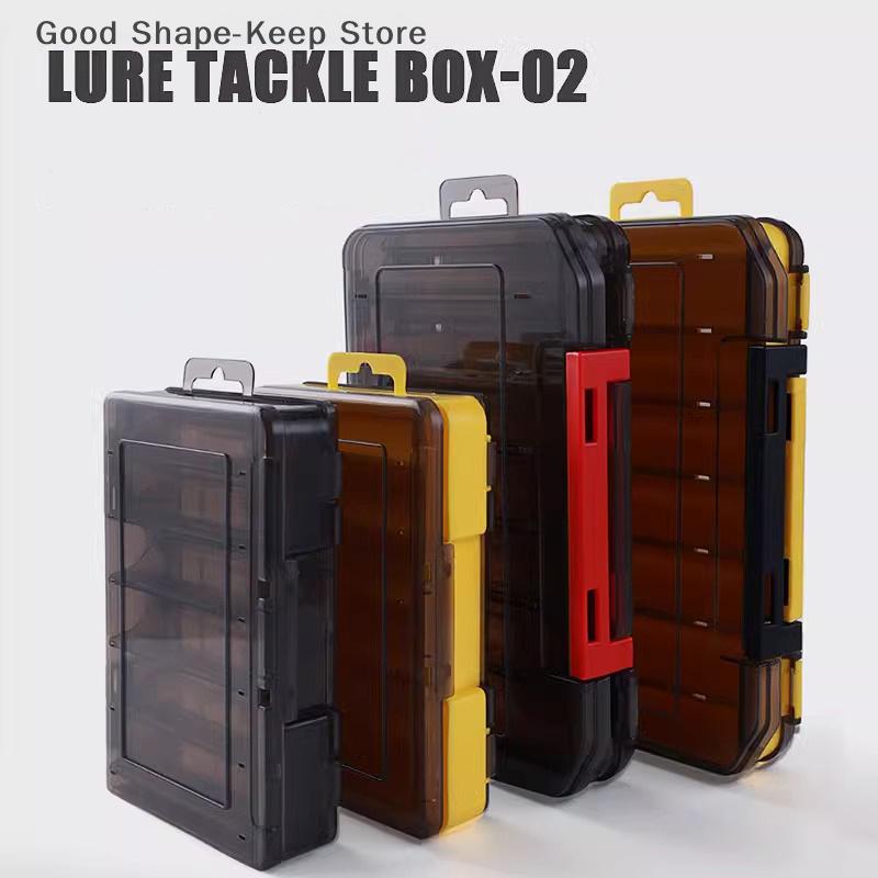 12-Slot Double-Sided Fishing Lure Case, Clear Plastic Storage Box with 2 Buckles