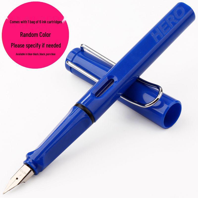 

HERO 359 Fountain Pen for Third Grade Students: Includes 6 Replaceable Ink Cartridges, Ideal for Practice Writing, Summer Style Design. 0.5mm