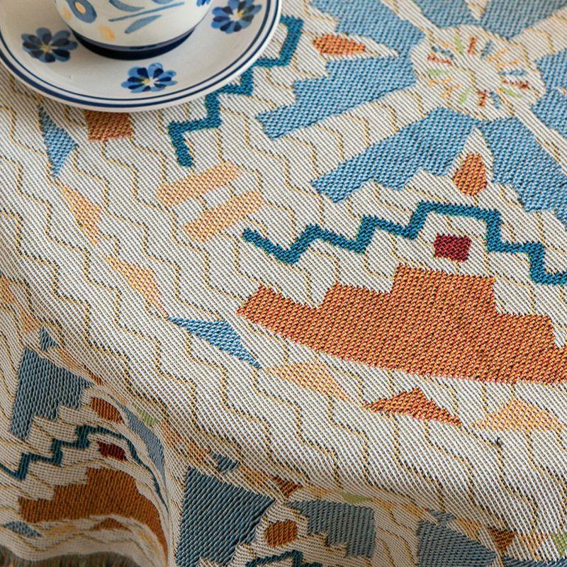Chinese National Style Retro Tablecloth Tassels Cotton Linen Dirt Resistant Table Cloth Geometric Stylish Home Decoration Obrus