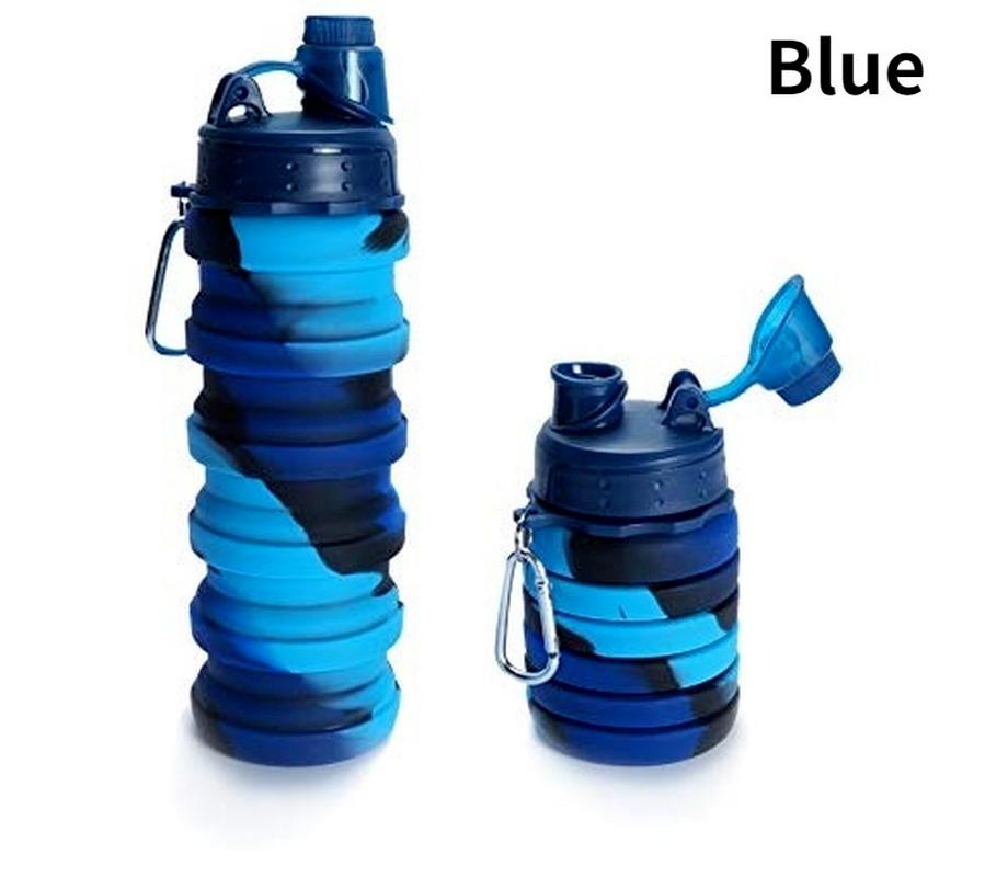

500 мл фитнес-спортивная бутылка для воды силиконовая складная чашка для питья на открытом воздухе путешествия альпинистская велосипедная бутылка камуфляжный чайник новый 500ml синий