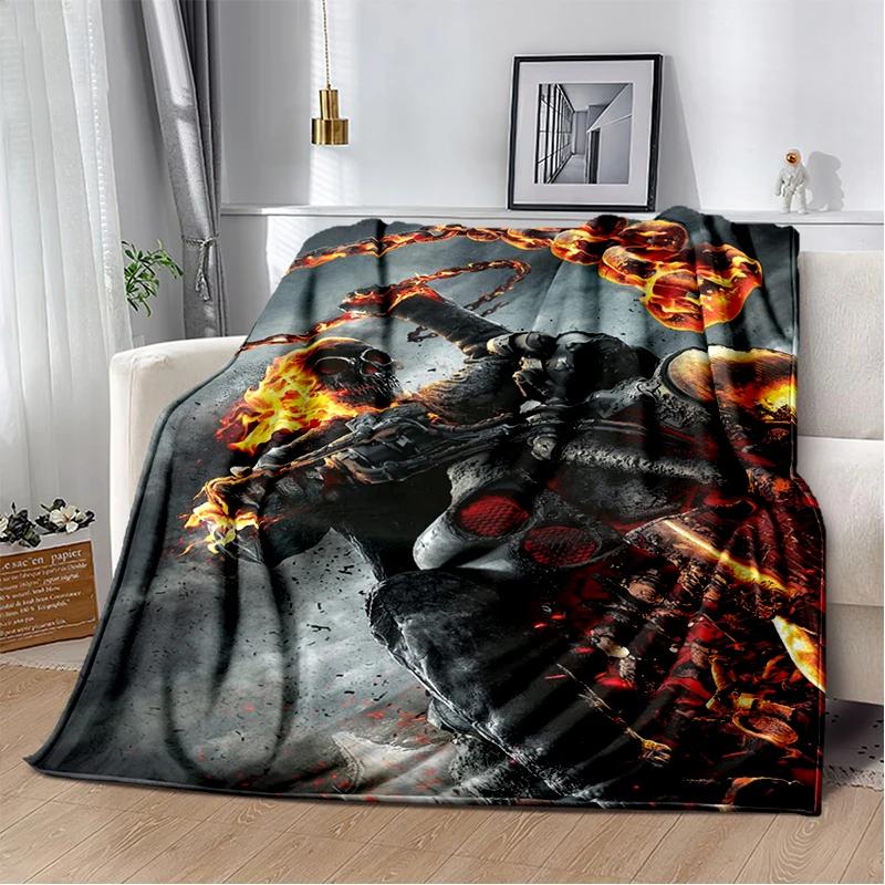 2026 New Marvel Horror Ghost Rider Cartoon Gift Soft Blanket,Soft Throw Blanket for Home Bedroom Bed Sofa Picnic Child Cover Kid