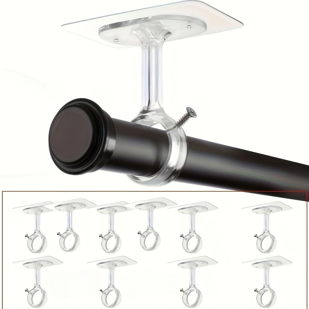 1PC Non-punching Ceiling Curtain Rod Bracket, Heavy-duty Self-adhesive Adjustable Curtain Hook, Suitable for Wardrobes