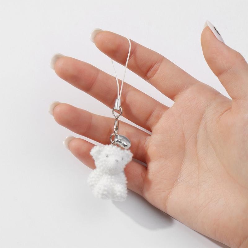 Cute Pendant Plush Flocking Phone Charm Flocking Puppy Bear Mobile Pendant Soft Phone Hanging Decoration for Daily Use