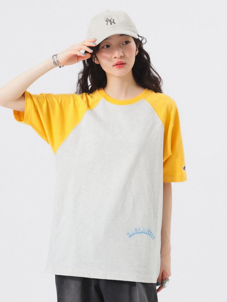 Beams Boy TEE Champion Print Raglan Size S S/S [Special Order] T-Shirt, Women's, Gray,