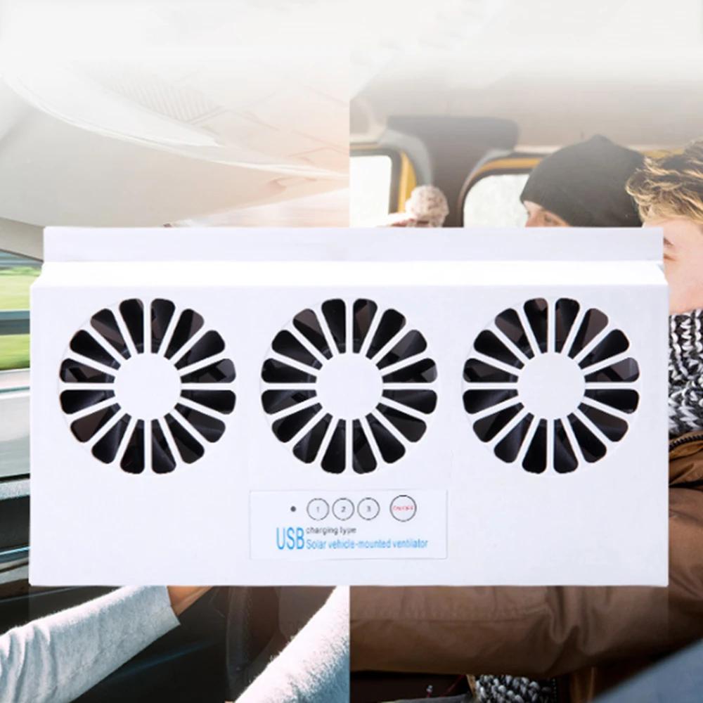 Upgrade USB Charging Solar Powered Fan Car Cooler Front/Rear Window Radiator Exhaust Fan Auto Air Vent Fan Ventilation Radiator