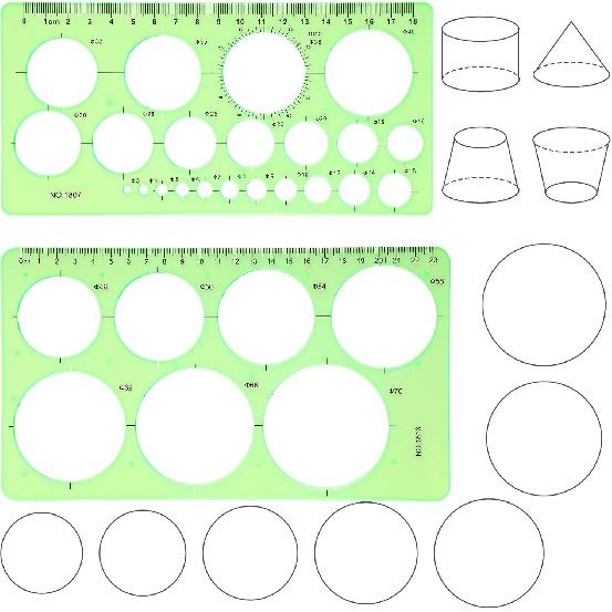 Geometric Drawings Templates, 4 Pcs Circle Shape Stencils Measuring Geometry Rulers for Drawing Plastic Circle Template Drafting Templates for Design