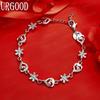 925 Sterling Silver Fashion Jewelry Heart Snowflake AAA Zircon Bracelet Gift