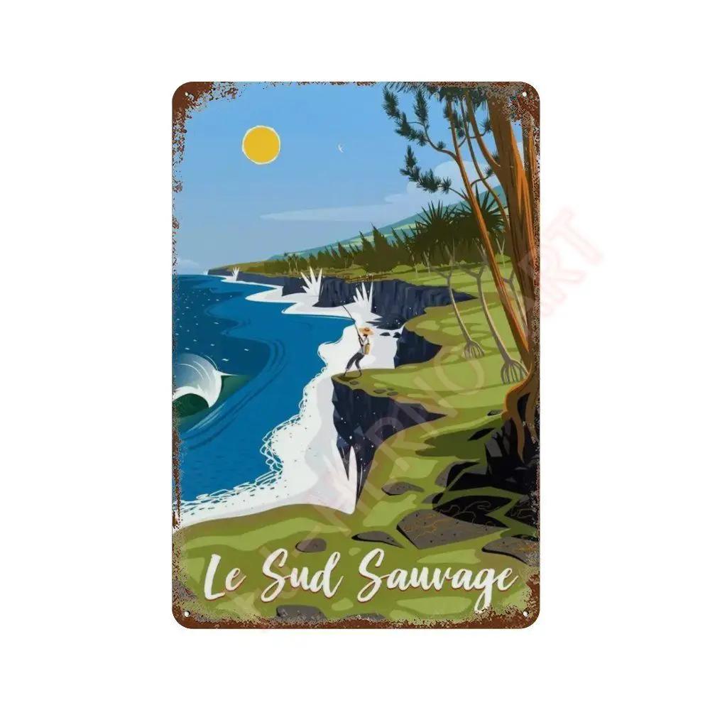 Nordic Travel Poster Aesthetic Vacation Illustration Metal Tin Sign Plaque Wall Mural Plates Home Decoration Kawaii Room Decor