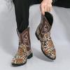Men's Plus Size Pointed Toe Leather Chelsea Boots - British Style Trendy High-Top Martin Boots for Autumn/Winter.