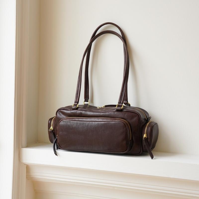 First-layer cowhide leather women's bag vegetable tanned leather large-capacity retro handbag commuter tote bag women