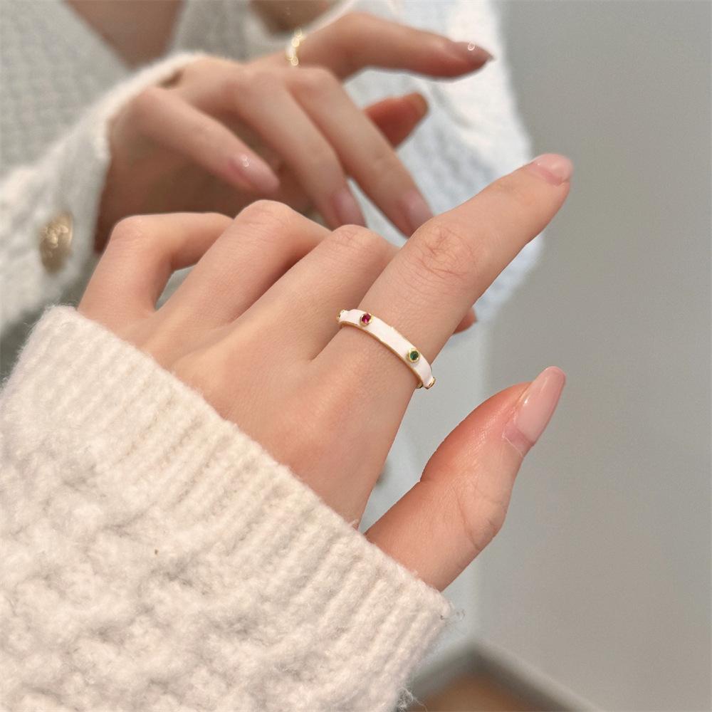 Color Enamel Fritillary Butterfly Ring Women's Open Index Finger Ring New Products