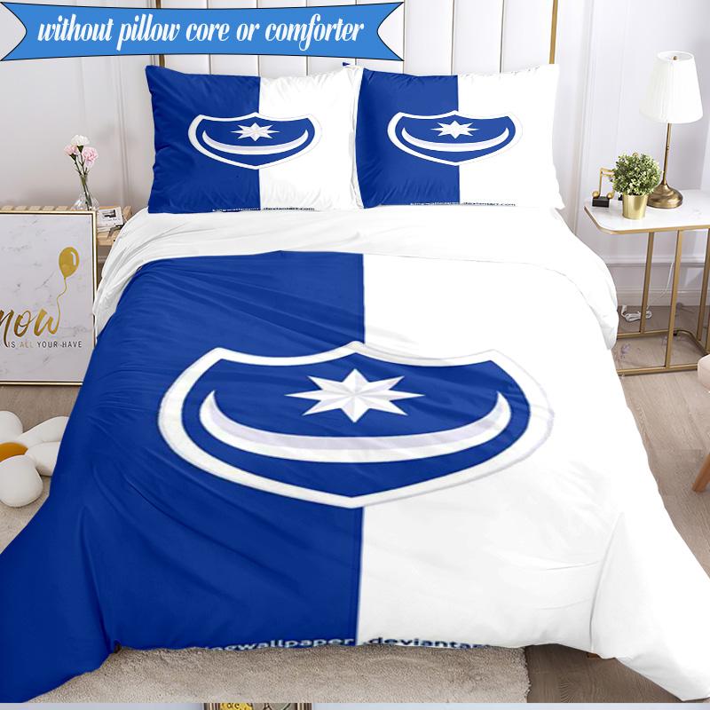 3PCS Portsmouth F.C Printed Soft Bedding Set,Including 1pc Duvet Cover And 2pcs Pillowcases Perfect for Bedroom, Dormitory, Fan gift