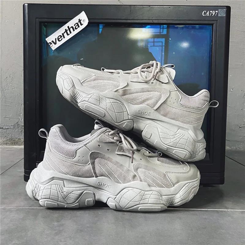 

2026latest men s mesh breathable and comfortable casual shoes with thick sole and raised soft sole running sports shoes sneakers 39 серый