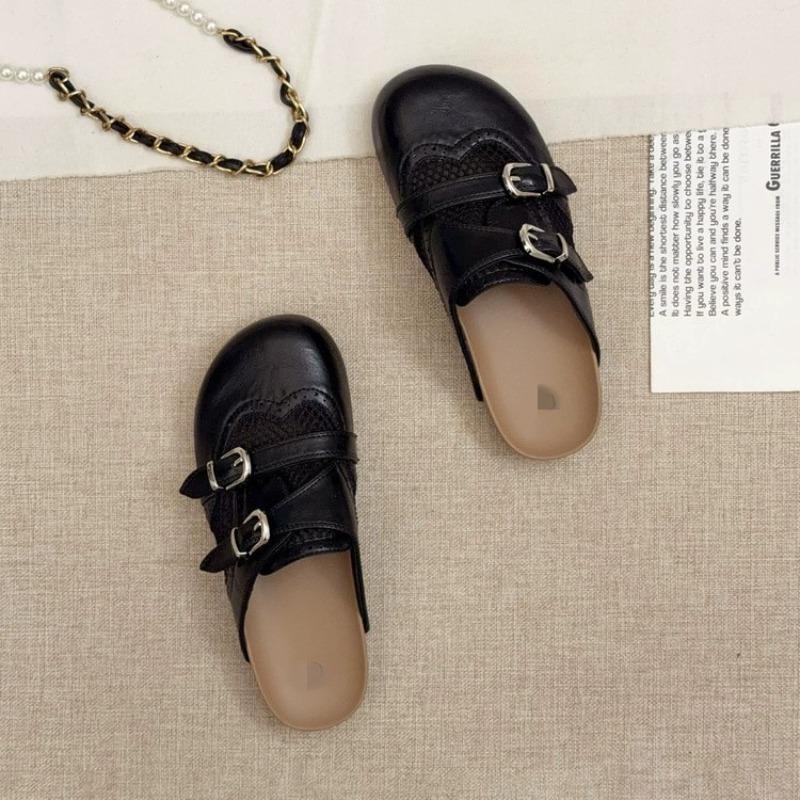 Open-toe Shoes, Flat-bottomed Outdoor Flip-flops for Women, New Style Lazy Bag-style Half Flip-flops 35 чёрный