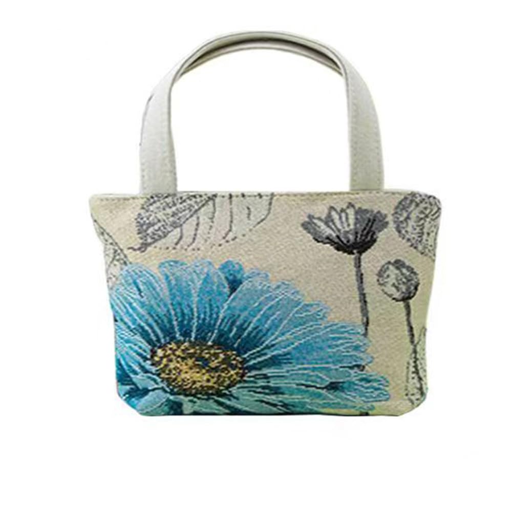 

Aadahai Canvas Handbag, Fabric Tote Bag, Cotton-Linen Tribal Style Storage Bag with Double-Sided Embroidery and Coin Purse (White)