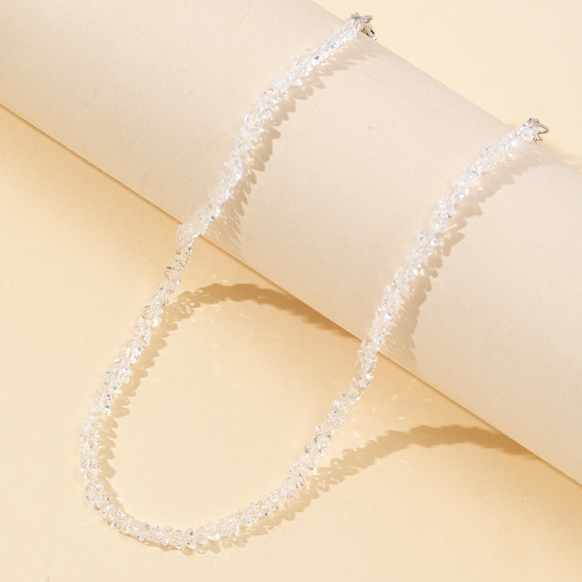 

2024 Mulit-Cut Glass Crystal Irregular Beads Choker Necklace for Women Transparent Vintage Korean Collarbone Collar Neck Jewelry
