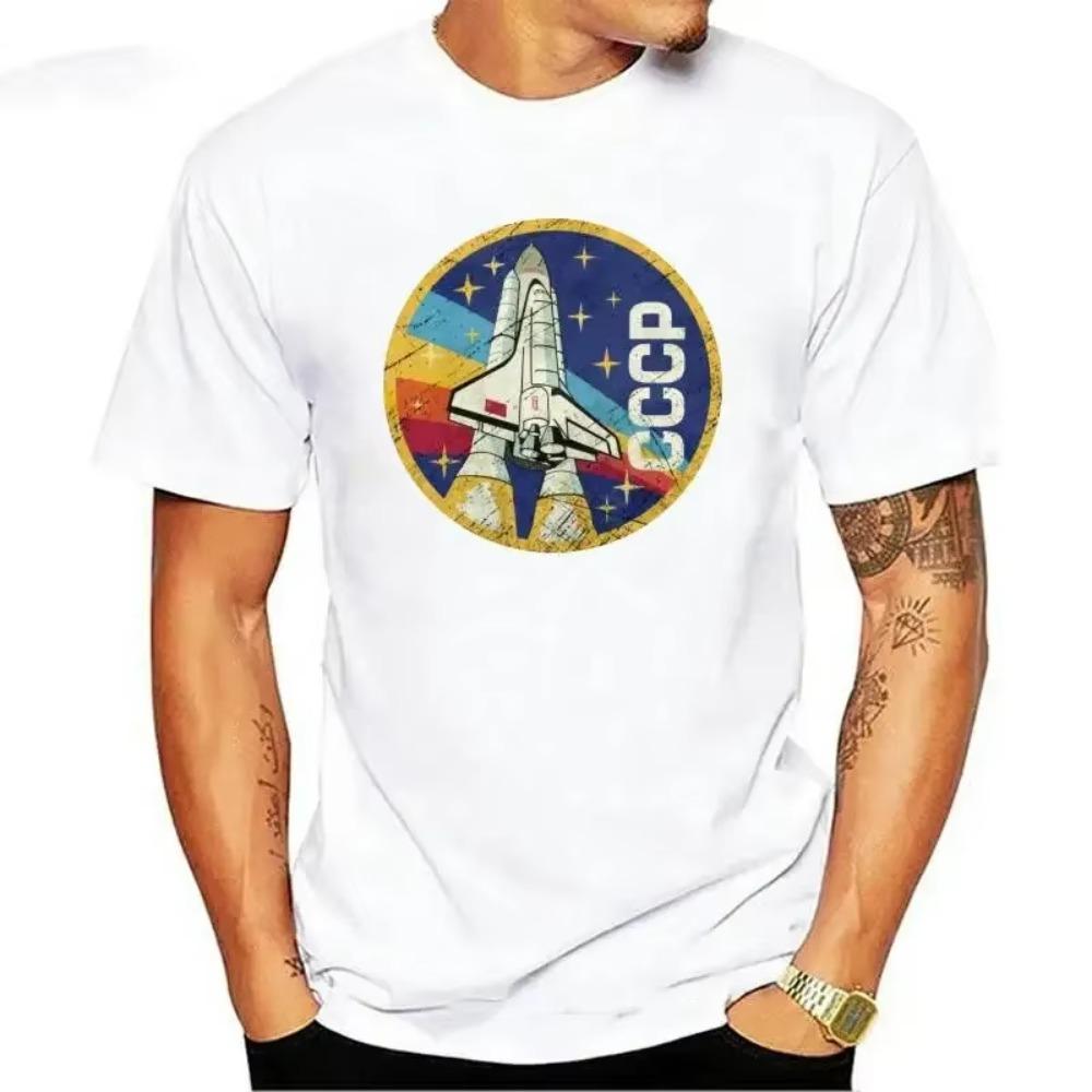 New Vintage CCCP T Shirt Men Space Rocket Tshirt USSR Soviet Union T-shirt O-neck Short Sleeved Streetwear Cotton Tee Tops Gift