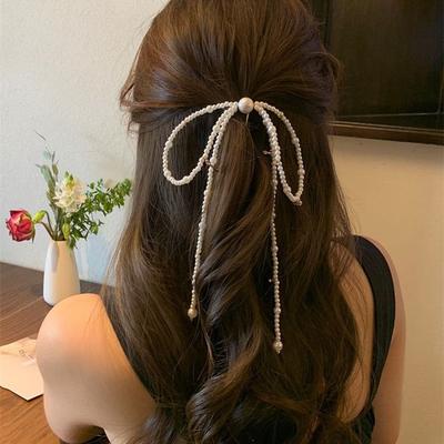 Simulation Pearl Bow Hair Clip - French-Inspired Beaded Hairpin Featuring Golden Details, Sophisticated Bridal Hair Additions for Weddings And Events