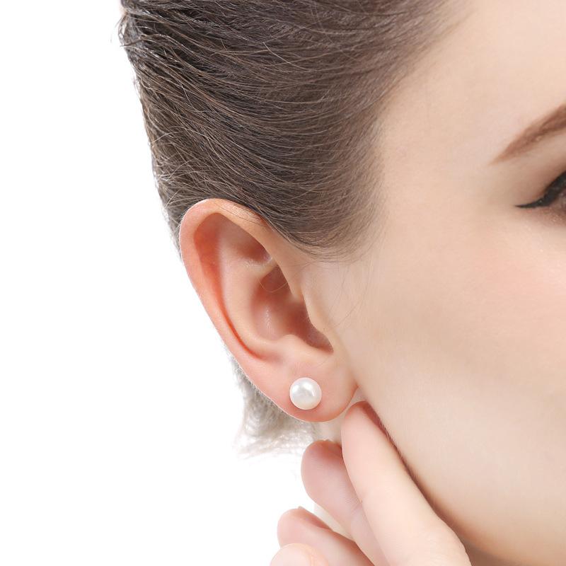 Buyee 925 Sterling Silver Bead Sutd Earring White Black Freshwater Pearl Earring for Women Fashion Wedding Fine Jewelry Earring