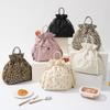Large Capacity Drawstring Insulated Lunch Bag Floral Leopard Print Meal Container Bag  Picnic