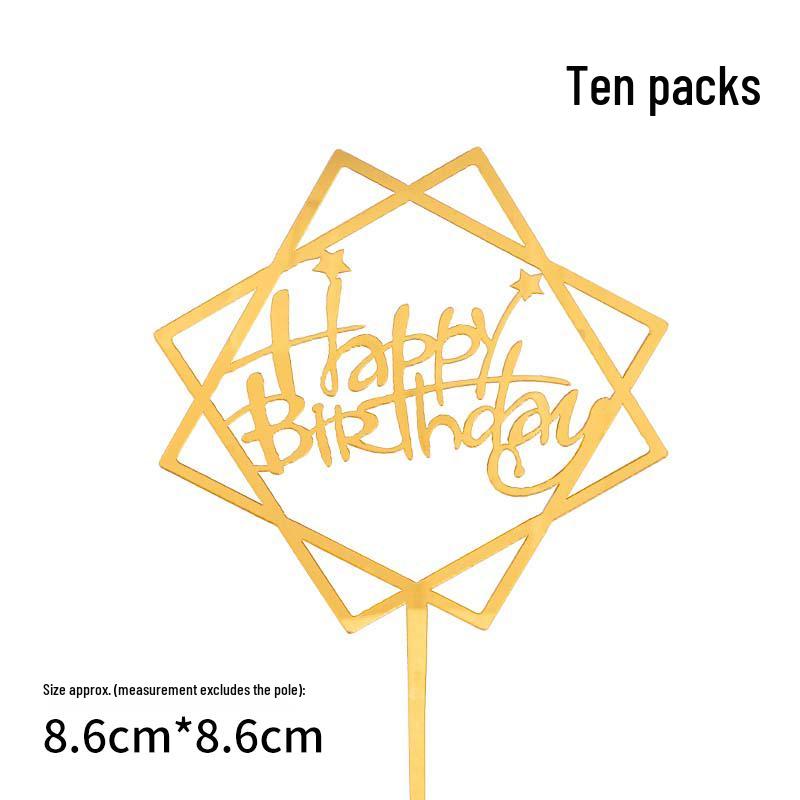 50 Stück Goldene Acryl-Kuchenstecker - Geburtstag, Festival, Muttertagsfeier