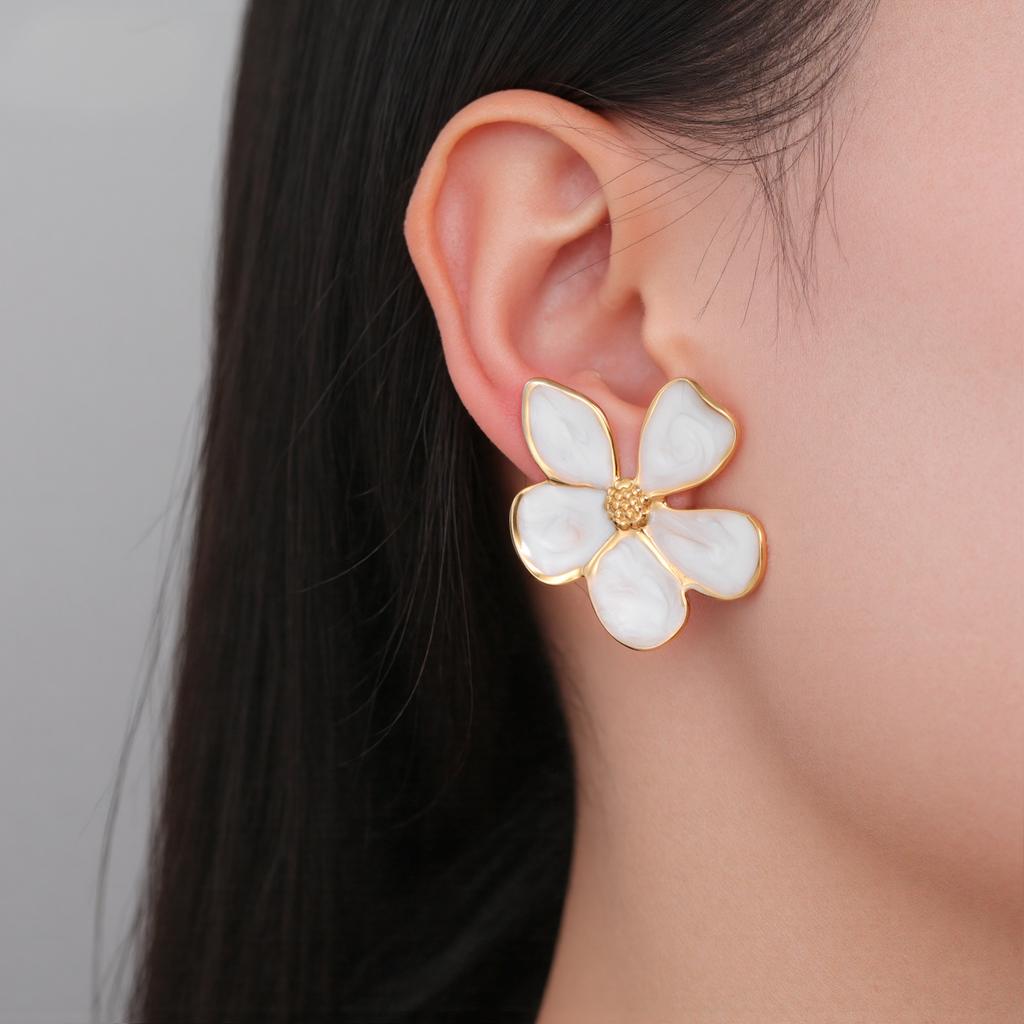 Cazador Waterproof Flower Earrings Stainless Steel Piercing Earrings for Women Trendy Jewelry Wedding Birthday Gift 2026