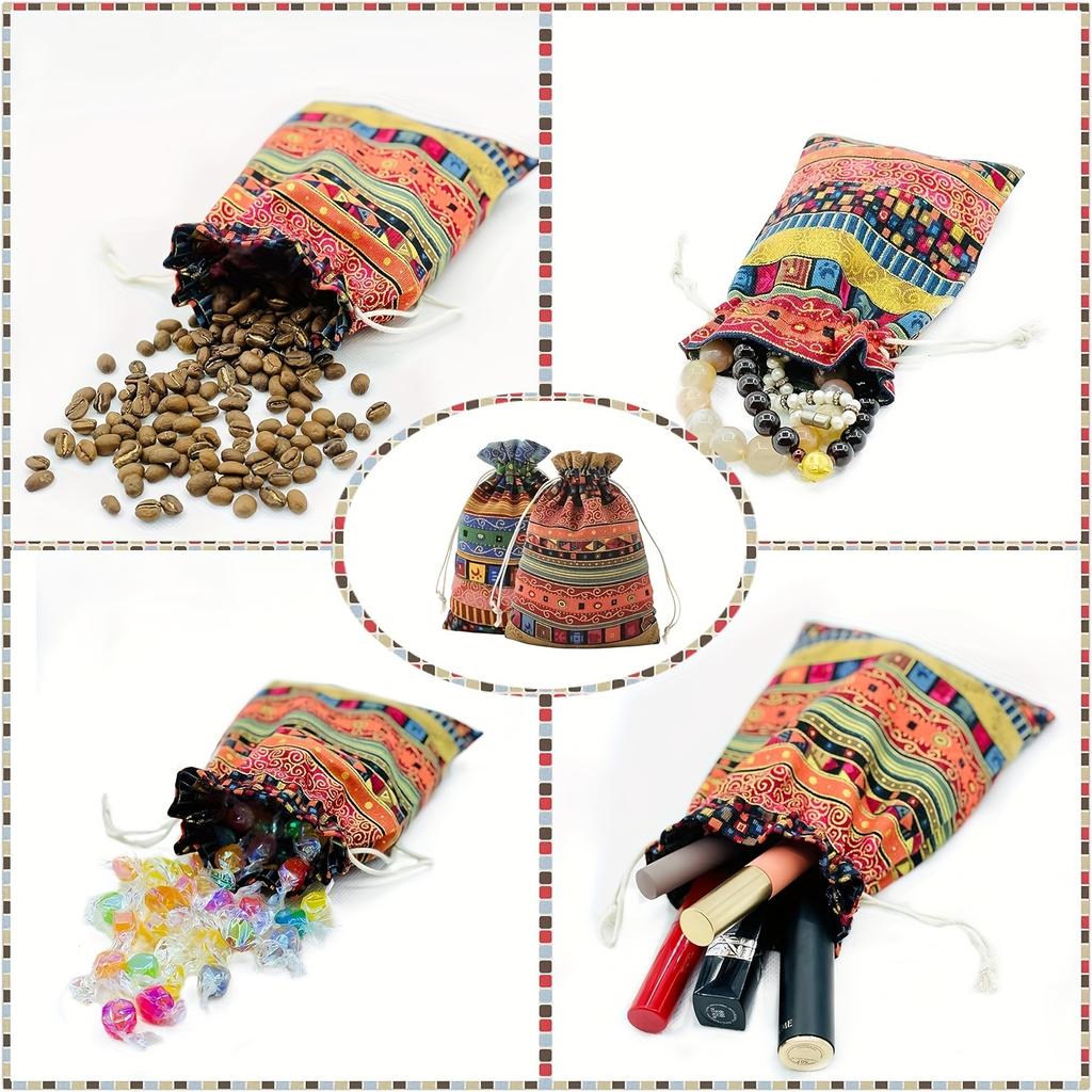 20pcs Egyptian Ethnic Style Jewelry Pouch | Small Drawstring Cloth Sachet Gift Bags for Coin, Party Favor, Retail Supply,Wedding