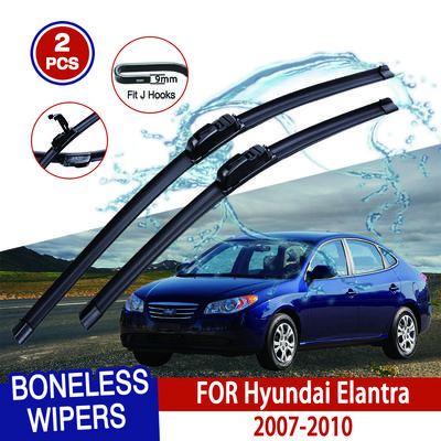 Für Hyundai Elantra 2007-2010 Auto-Scheibenwischer, U-Typ, weicher Gummi, rahmenlos, ohne Halterung, Auto-Scheibenwischer, 24"+18"