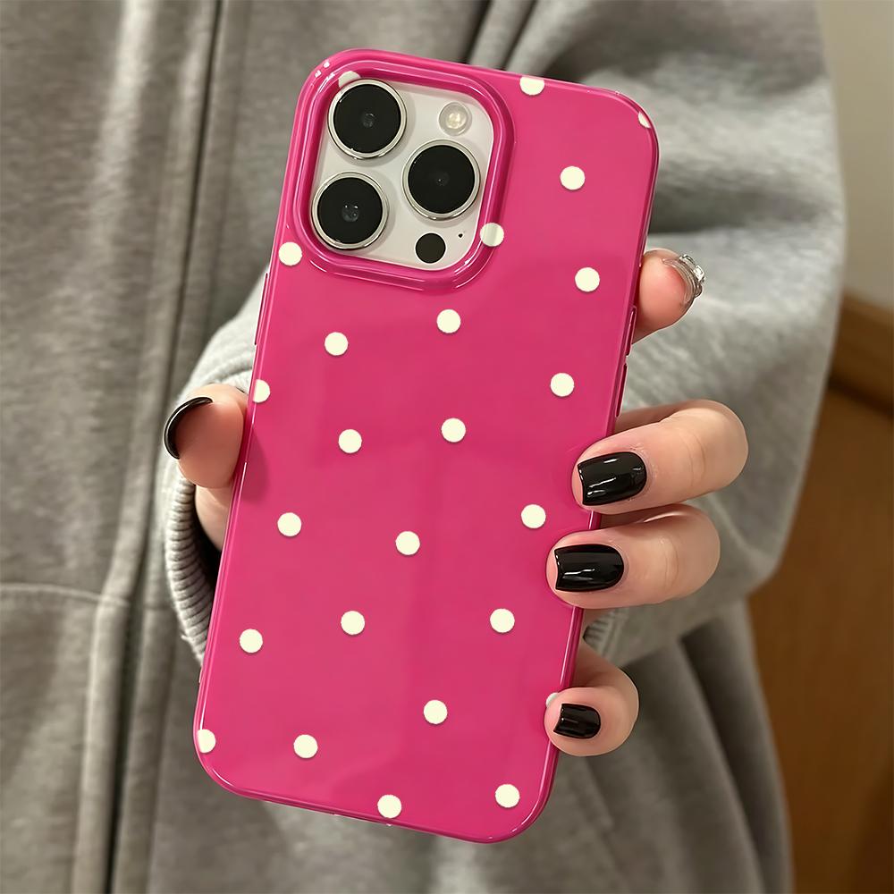 Aesthetics Polka Dot Phone Case For iPhone 17 AIR 16 15 14 13 12 11 Pro MAX Plus Y2K Jelly Shockproof Bumper Cover