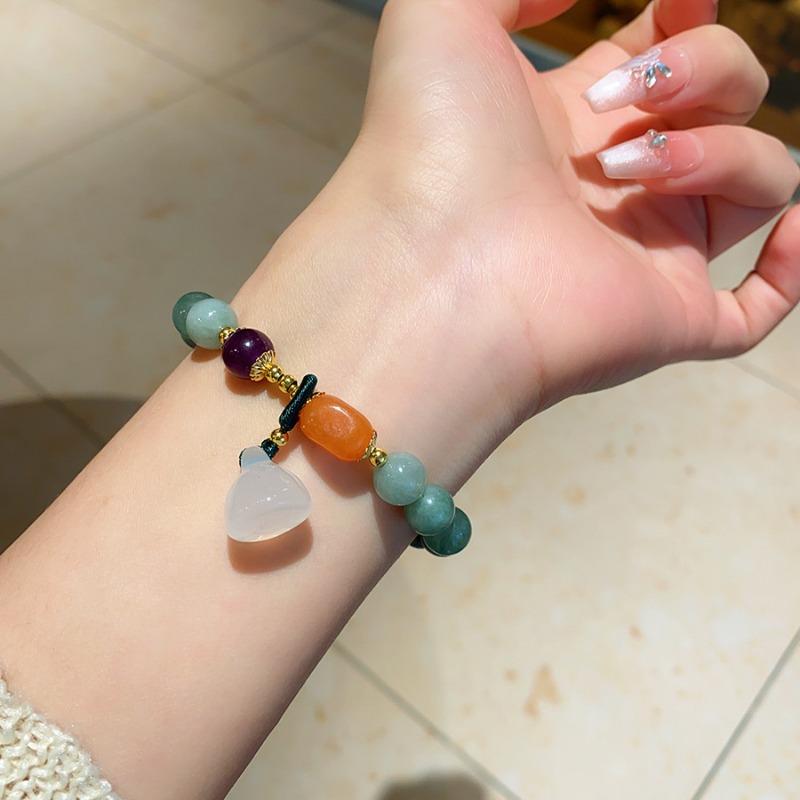 Elegant~ Round lotus pod chalcedony beaded bracelet, exquisite and cool bracelet, fashionable and versatile high-end jewelry women